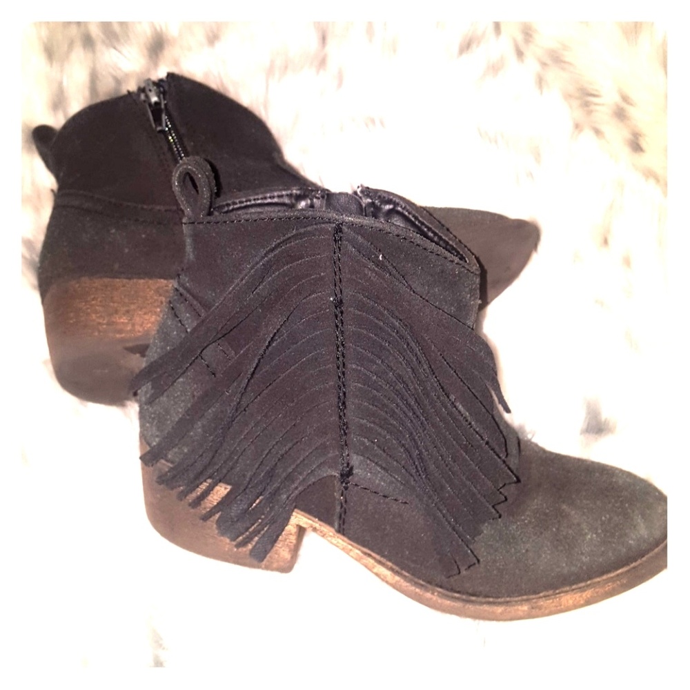 justice Black Fringe ankle boots